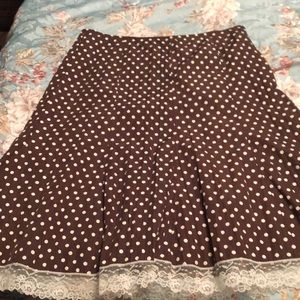 Adorable brown and tan polka dot skirt size 12